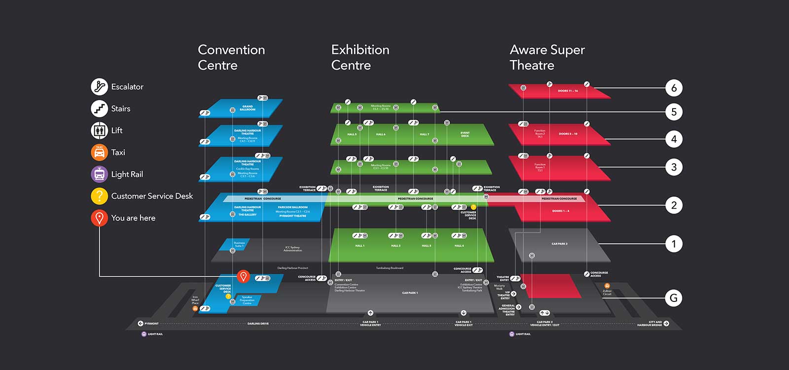 Entrance and Venue Levels Map