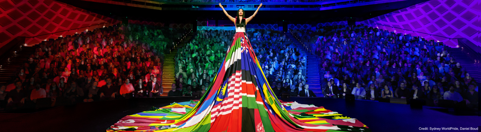 Amsterdam Dress pictured in Darling Harbour Theatre, ICC Sydney.