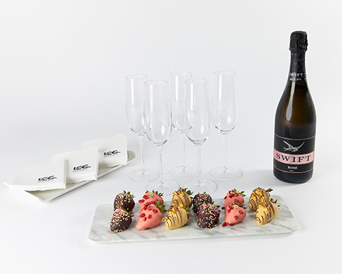 CHOCOLATE DIPPED STRAWBERRIES AND BUBBLES