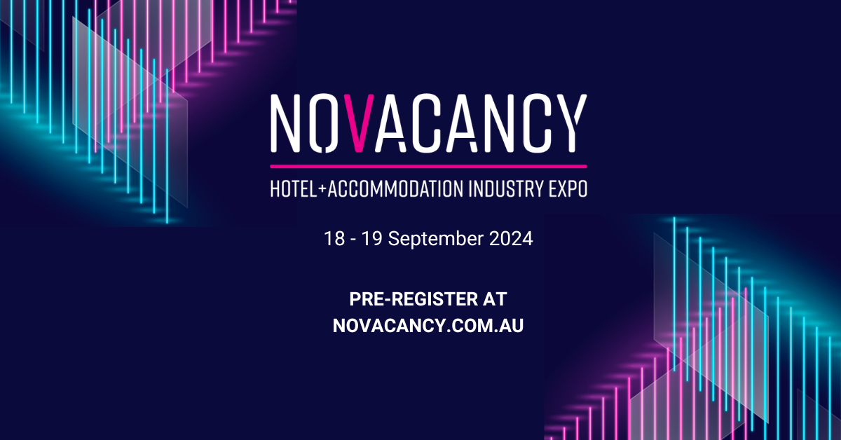 Event listing mobile and tablet banner for NoVacancy which is making its way to ICC Sydney on 18 to 19 September 2024.