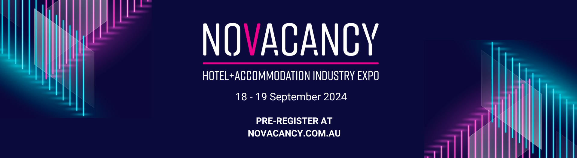 Event listing featured banner for NoVacancy which is making its way to ICC Sydney on 18 to 19 September 2024.