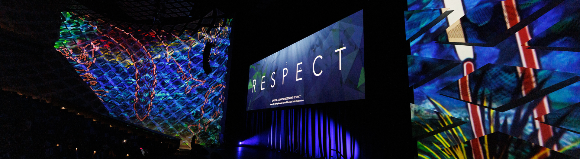 Audio visual displays at RESPECT - An ICC Sydney Experience, hosted in Darling Harbour Theatre.