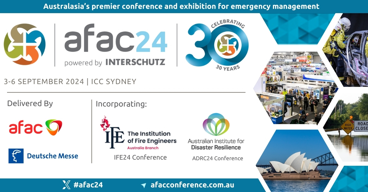 AFAC24 powered by INTERSCHUTZ is heading to ICC Sydney on 3 to 6 September 2024.