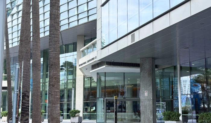 ICC Sydney Convention Centre Main Entrance facing the Convention Centre light rail station.
