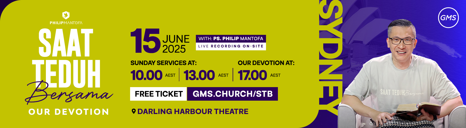 Saat Teduh Bersama our devotion. Sunday services at 10.00 AEST. Our devoation at 17.00 AEST.