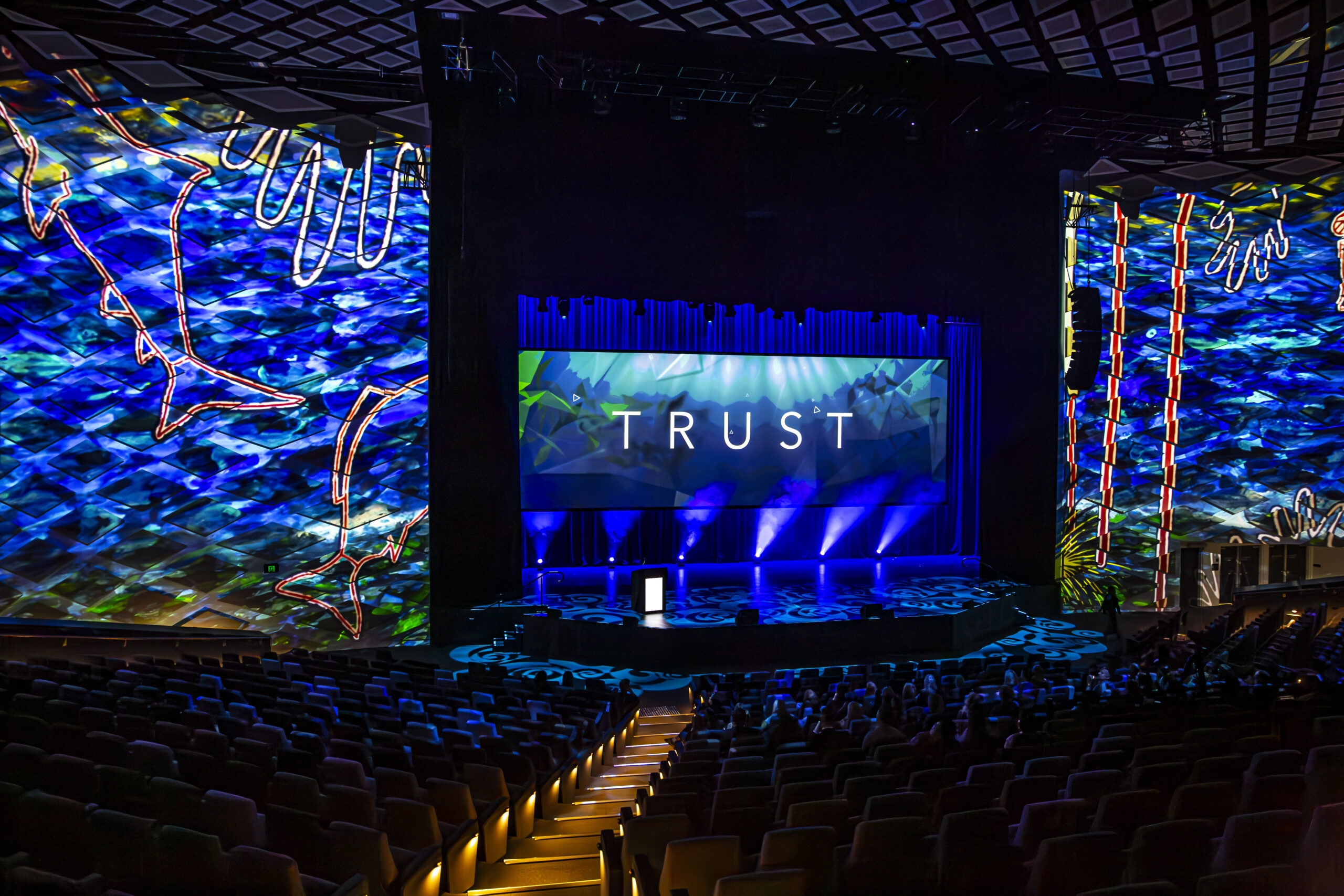 Immersive Projection Experience with First Nations art on the screen