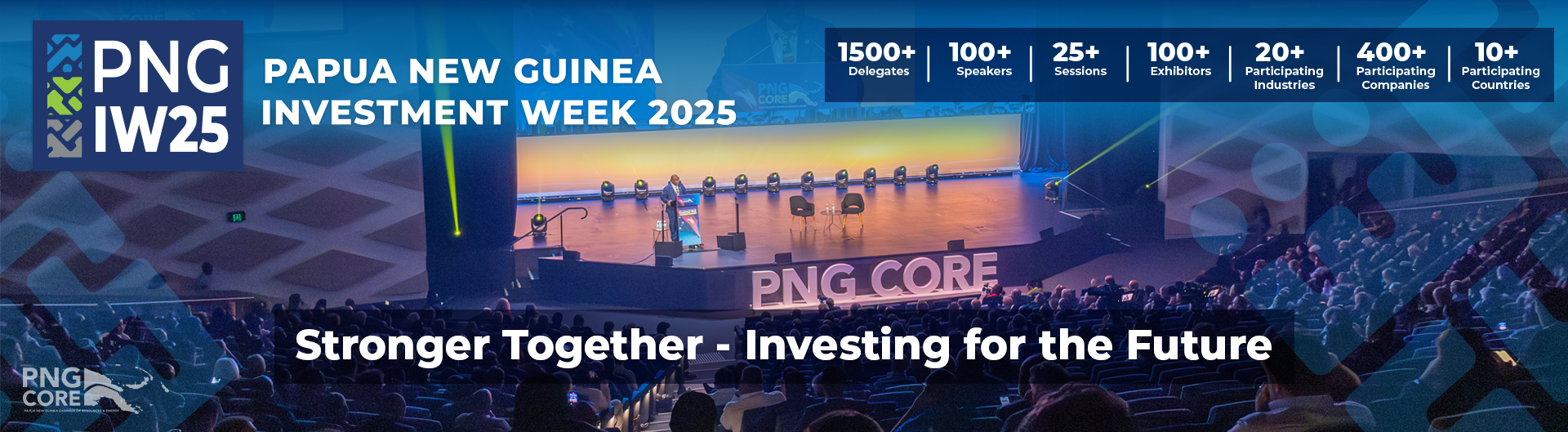 PNG investment week imagery of five people smiling at the camera